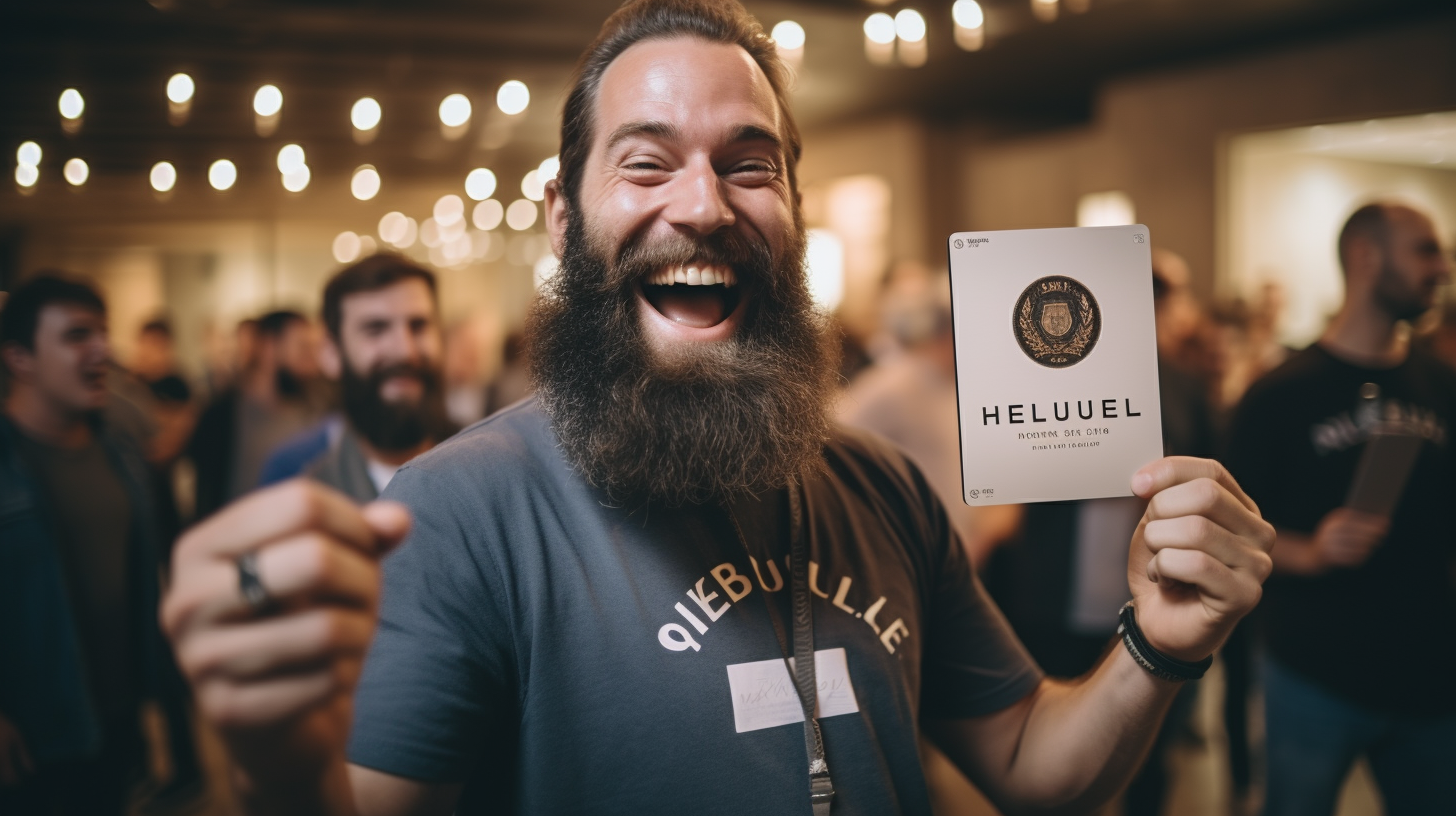 Homme arborant fièrement une certification